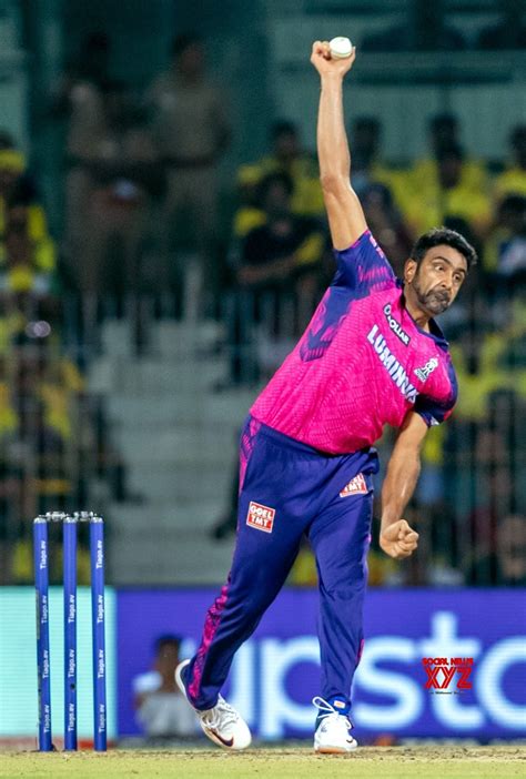 Chennai: RR bowler Ravichandran Ashwin bowls during the IPL 2023 match ...