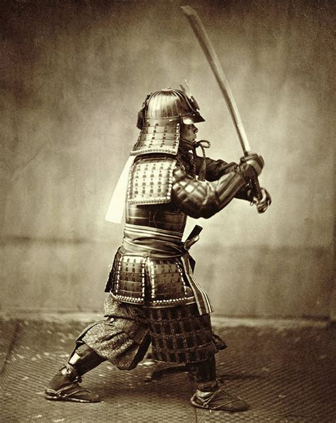 Samurai With Raised Sword Art Print by F Beato