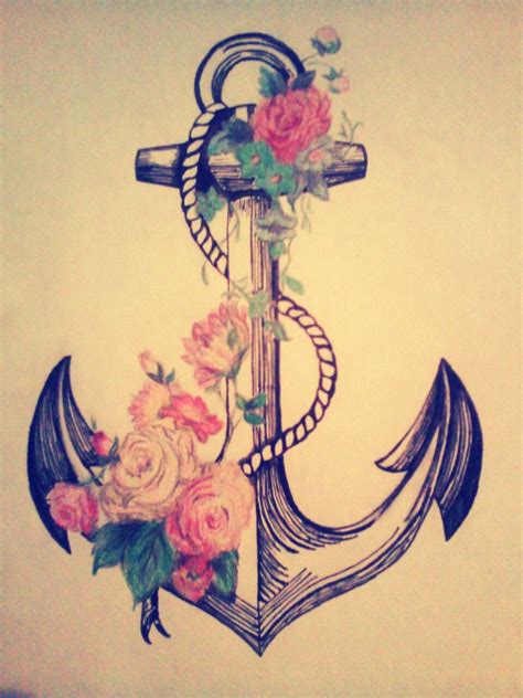 I refuse to sink ♥ Anchor & Flowers Illustration. Copy Drawn by Jimena Gomez. Not my design ...