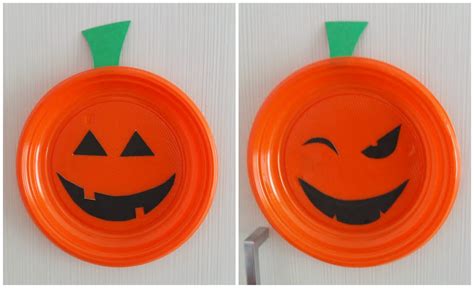 * Confessioni di una Pessima Cuoca *: Decorazioni per Halloween - zucche con piatti di plastica