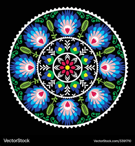 Polish traditional folk art pattern in circle Vector Image