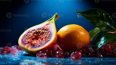 Photo of Enau fruit half against a colorful abstract background ...