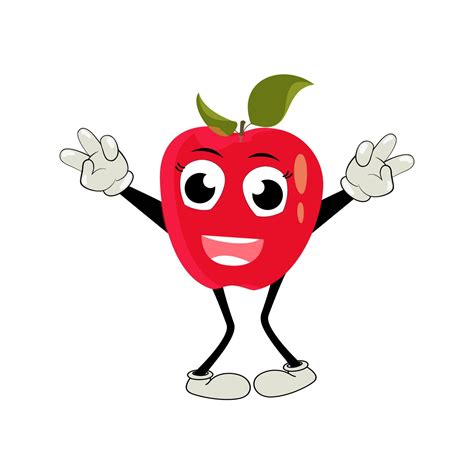 Apple Cartoon character Illustration of a Happy Apple Character. Red ...