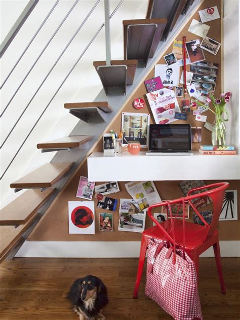 Functional tiny workspace under the stairs « Pureinfotech