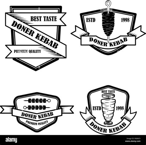 Set of vintage doner kebab labels. Design element for logo, label, emblem, sign, badge. Vector ...