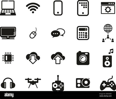 Modern Technology Icons Black & White Set Big Stock Vector Image & Art - Alamy