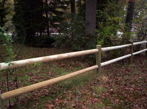 Cedar Post and Rail Fence with Round Rails - Traditional - Landscape ...