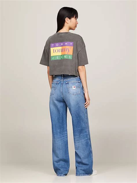 Oversized Back Logo Cropped T-Shirt | Black | Tommy Hilfiger