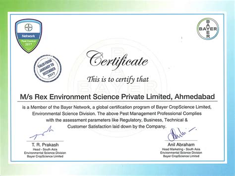 Certificates-Pest Control Services in Ahmedabad