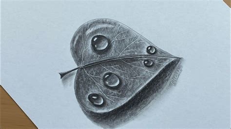 Water Drop Drawing On Leaf