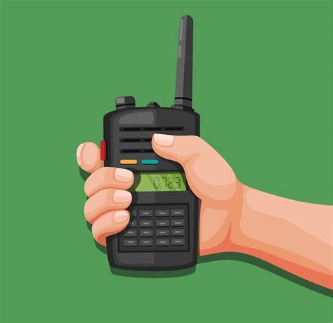 Premium Vector | Hand holding walkie talkie. radio telephone communication cartoon