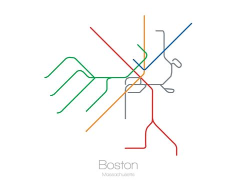 Boston T Train Map Boston Subway Map Boston Transportation - Etsy