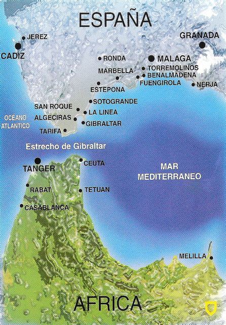 Estrecho de Gibraltar Map Card | Marbella spain, Malaga spain, Spain travel