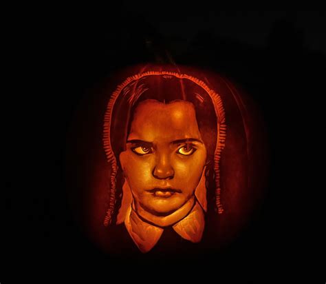 Miss Wednesday Addams pumpkin carving : r/halloween