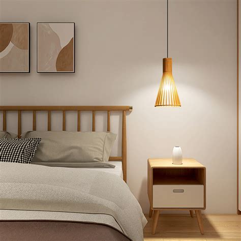 Japanese Classical Bedroom Bedside Wooden Small Pendant Light