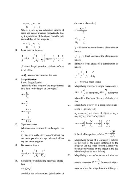 Ray optics formula for Class 12 Physics | Physics Wallah