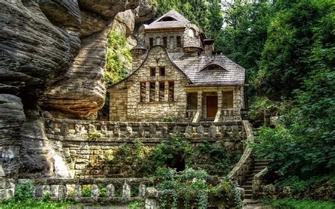 Download Beautiful Old House wallpaper | Stone houses, Stone house, Storybook homes