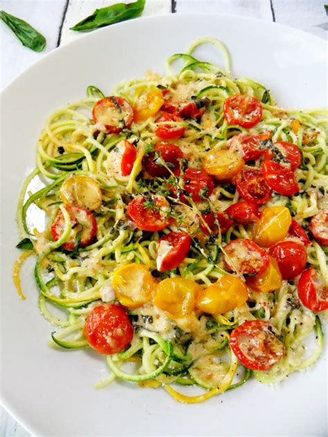 Zucchini Noodles with Slow-Roasted Cherry Tomatoes and Cream - Proud ...