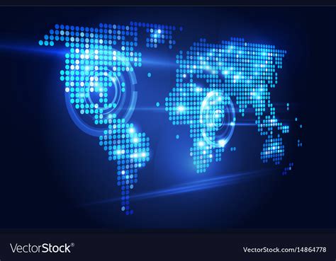 World map tech perspective Royalty Free Vector Image