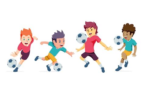 Free Vector | Cartoon football players set