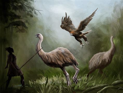 Haast’s Eagle and Giant Moa, Brian Jacobson | Prehistoric animals ...