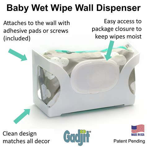 Gadjit Wet Wipes-Baby Wipes Wall Dispenser | Mounts on a Wall and Holds ...