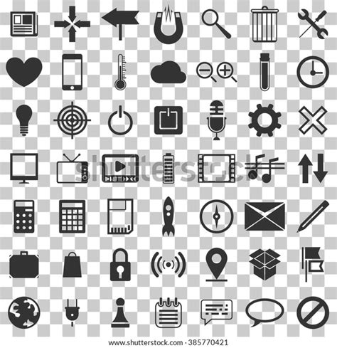 Set Black Technology Icons On Transparent Stock Vector (Royalty Free) 385770421