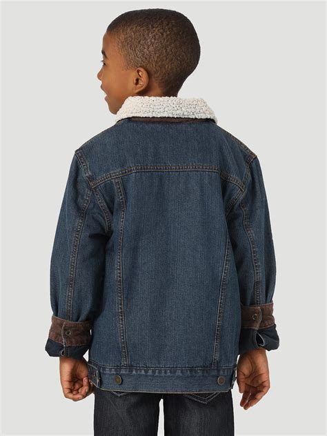 Boy's Wrangler® Western Styled Sherpa Lined Denim Jacket Rustic | BOYS | Wrangler®