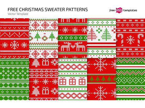 Free Christmas Sweater Vector Pattern Set on Behance