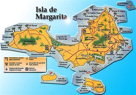 MAPA DE LA ISLA DE MARGARITA EDO NUEVA ESPARTA VENEZUELA | Playas del caribe, Islas, Margaritas ...