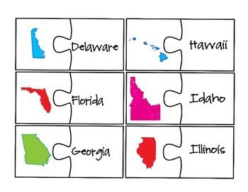 50 States Puzzle Set by AJ Bergs | Teachers Pay Teachers