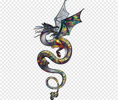 Multicolored dragon illustration, Sleeve tattoo Old school (tattoo ...