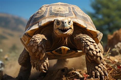 Premium AI Image | Slow and steady tortoise prevails as the hare lags behind