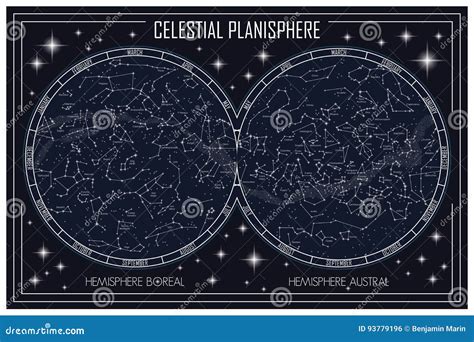 Celestial planisphere stock vector. Illustration of hemisphere - 93779196