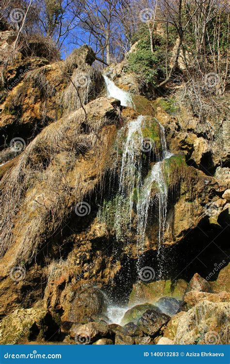 Mountain Waterfall in Early Spring Stock Image - Image of beautiful ...