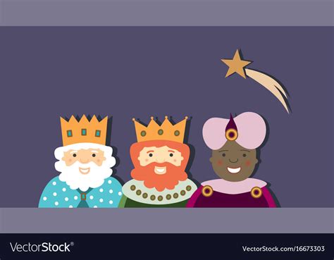 Three kings and star Royalty Free Vector Image