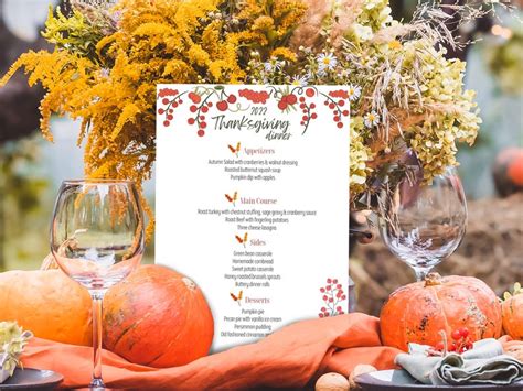 Editable Printable Thanksgiving Menu Card Template - Etsy