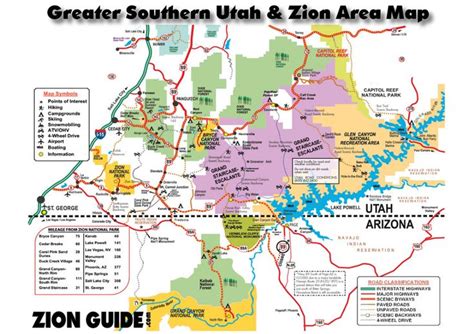 Southern Utah & Zion Area Map | Utah State & National Parks Guide ...