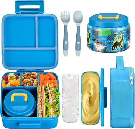 JXXM Bento Lunch Box for Kids With 8oz Soup Thermos, Leakproof Lunch Compartment Containers with ...