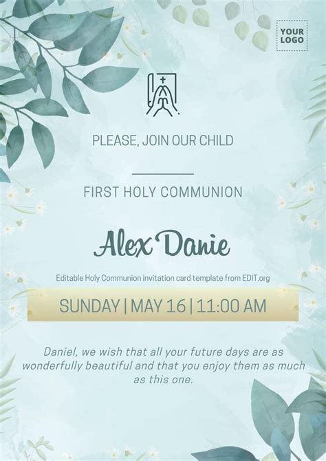 First Holy Communion Blank Invitations