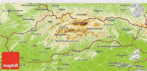 Physical 3D Map of Slovakia