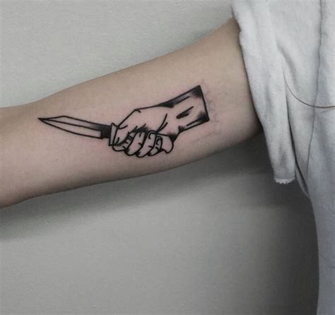 Hand and knife tattoo - Tattoogrid.net