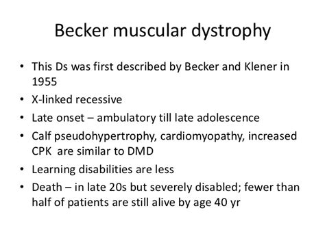 Becker muscular dystrophy : Causes, Symptoms & Treatment