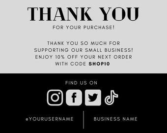 Business Thank You Card Template - Etsy