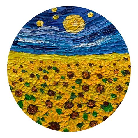 Van Gogh starry night with sunflowers Painting by Amita Dand | Saatchi Art