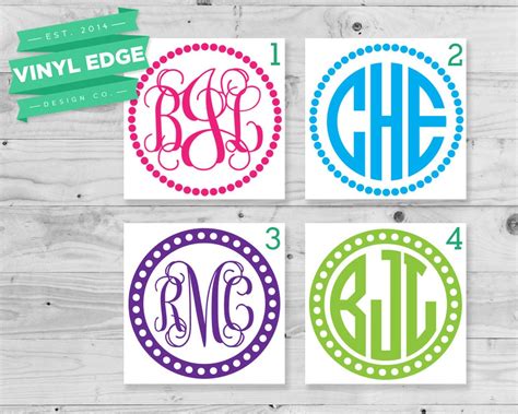 Dotted Border Custom Circle Monogram Initial Decal Yeti Monogram Decal ...