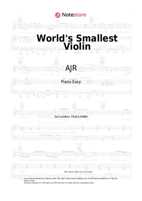 AJR - World's Smallest Violin piano sheet music in Note-Store.com | Piano.Easy SKU PEA0109986