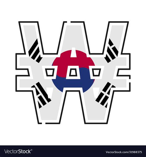 Won currency symbol south korean Royalty Free Vector Image