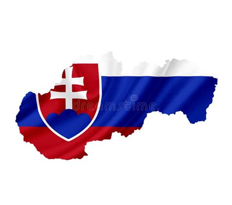 Map of Slovakia with Waving Flag Isolated on White Stock Photo - Image of national, boundary ...