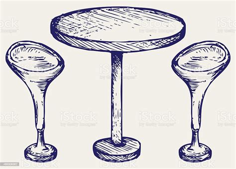 Modern Bar Table With Two Chairs Stock Illustration - Download Image ...